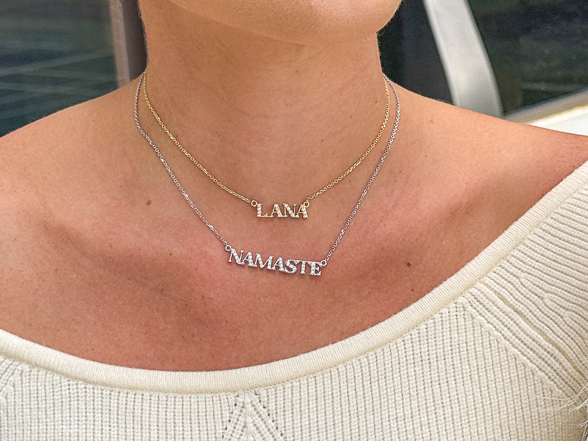 Namaste 14K Gold & Natural Diamonds Name Necklace